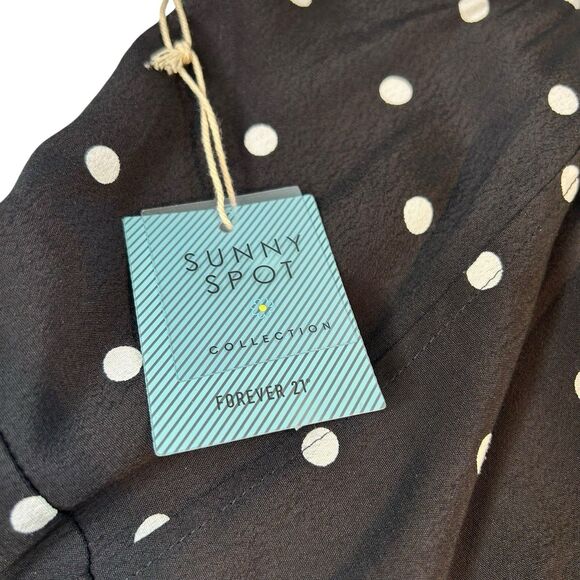 NEW Forever 21 Mini Dress Size Large Black and White Polka Dots Spaghetti Straps - Picture 4 of 9